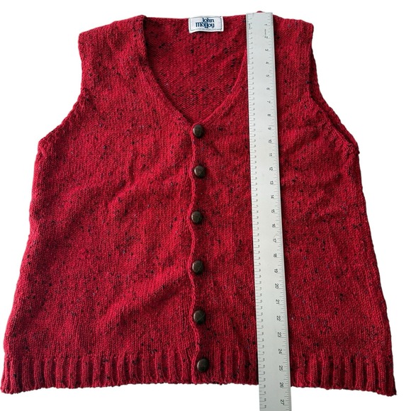 Vintage John Molloy Irish Donegal Fleck Wool Knit Sweater Vest Red Men's L - Picture 9 of 9